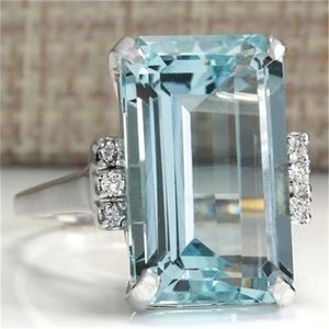 925 silver beautiful Aquamarine 6.35CT ring